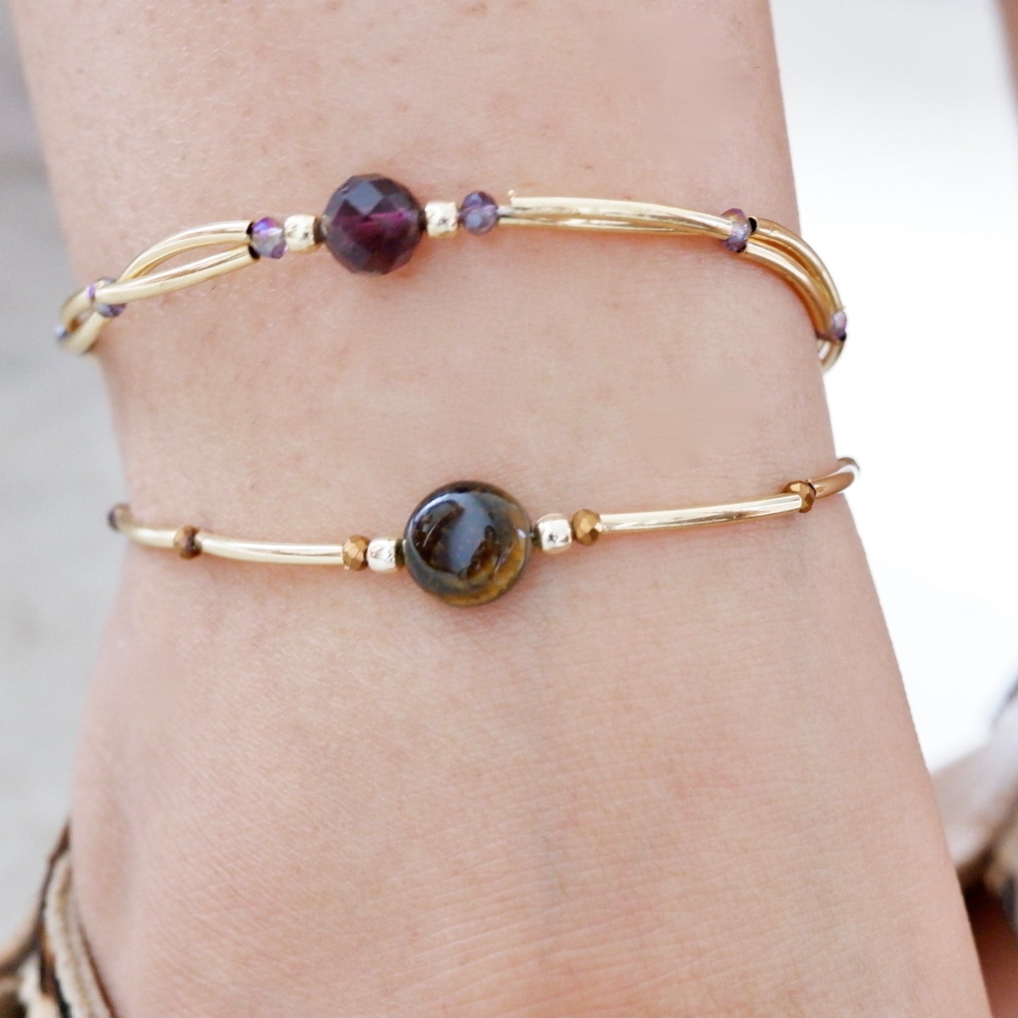 Anklet Duo- Tiger eye and Amethyst