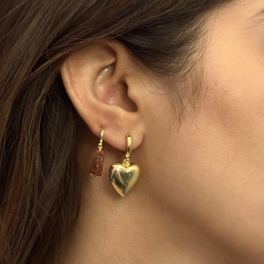 Golden Heartlock Hoops- Set of 2