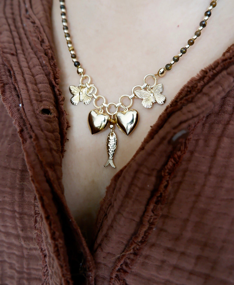 Tiger Eye Charm Necklace