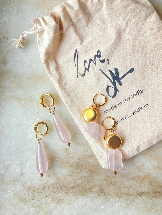 Rose Quartz Drop - set of1