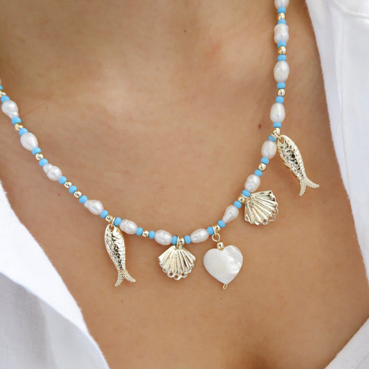 Freshwater Pearls Charm Necklace