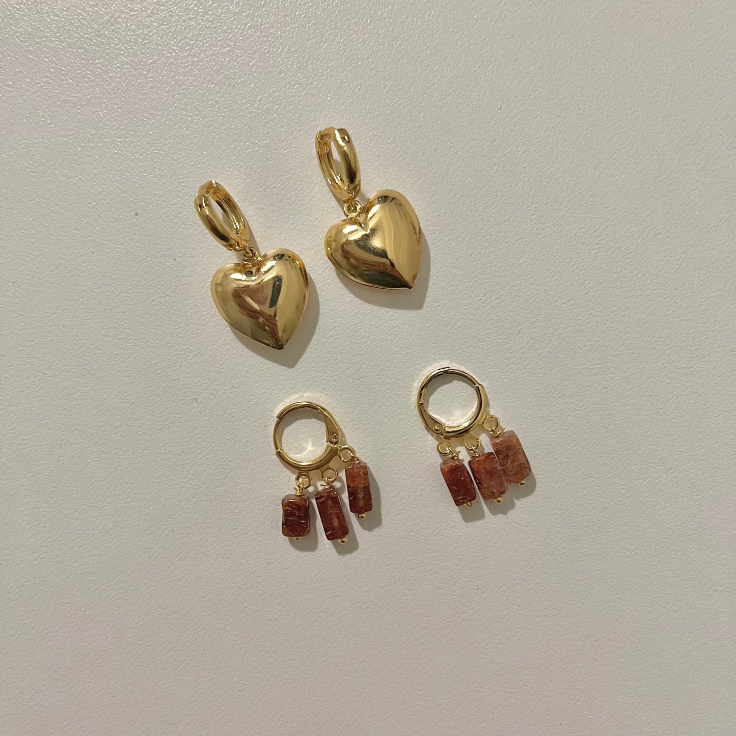 Golden Heartlock Hoops- Set of 2