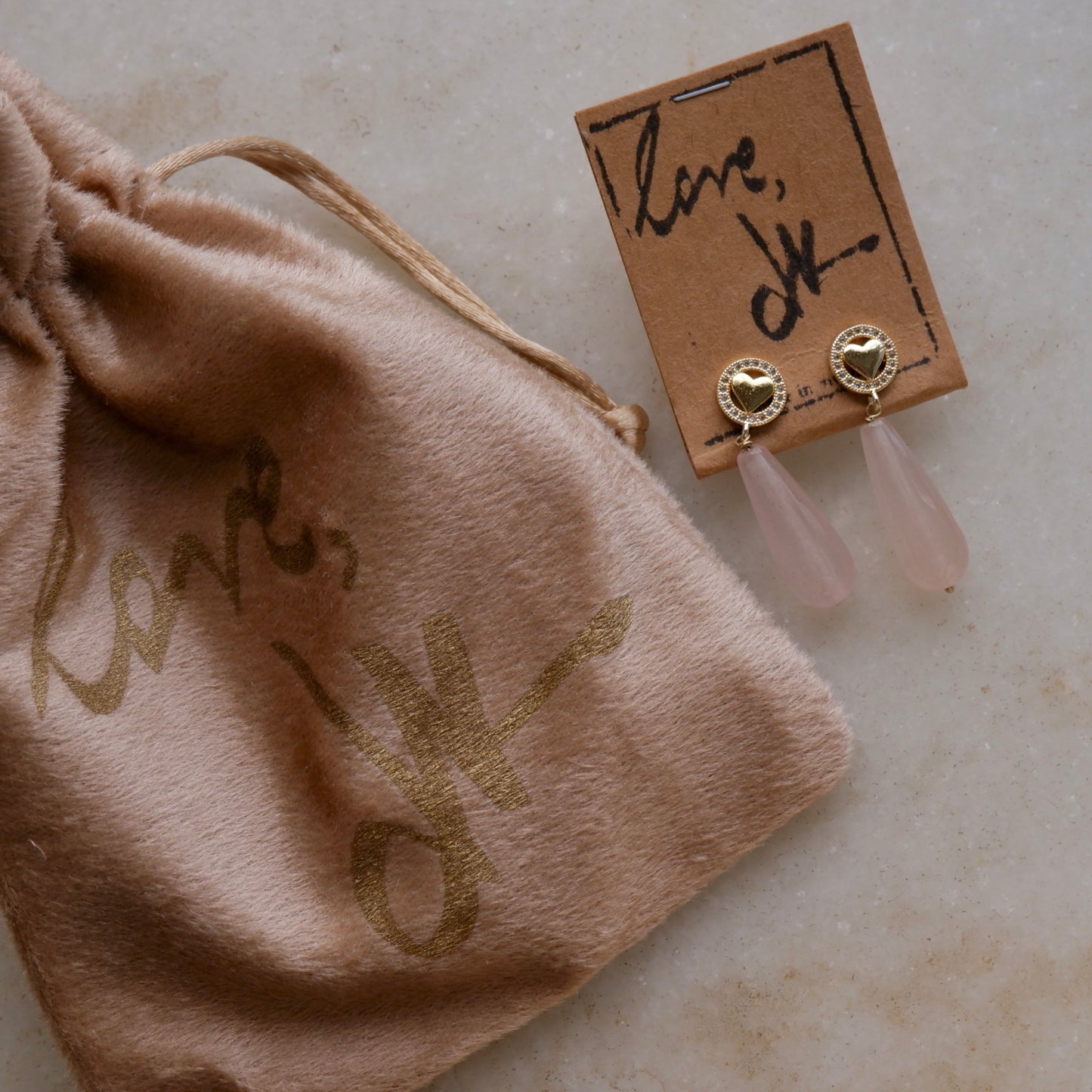 Rose Quartz Candy - Earring