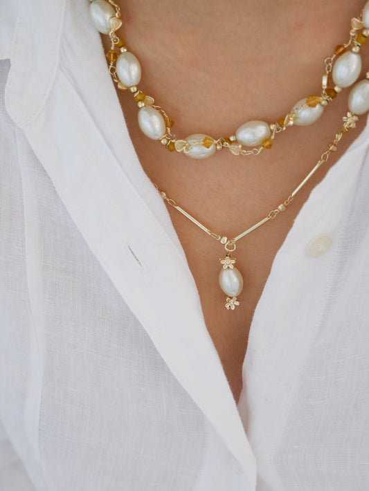 Pearl Blossom Layered Necklace