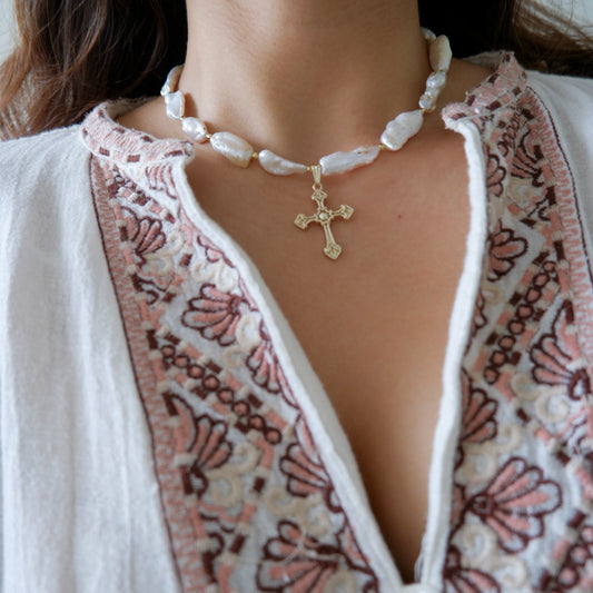 Baroque Benediction Necklace - Mother of Pearl