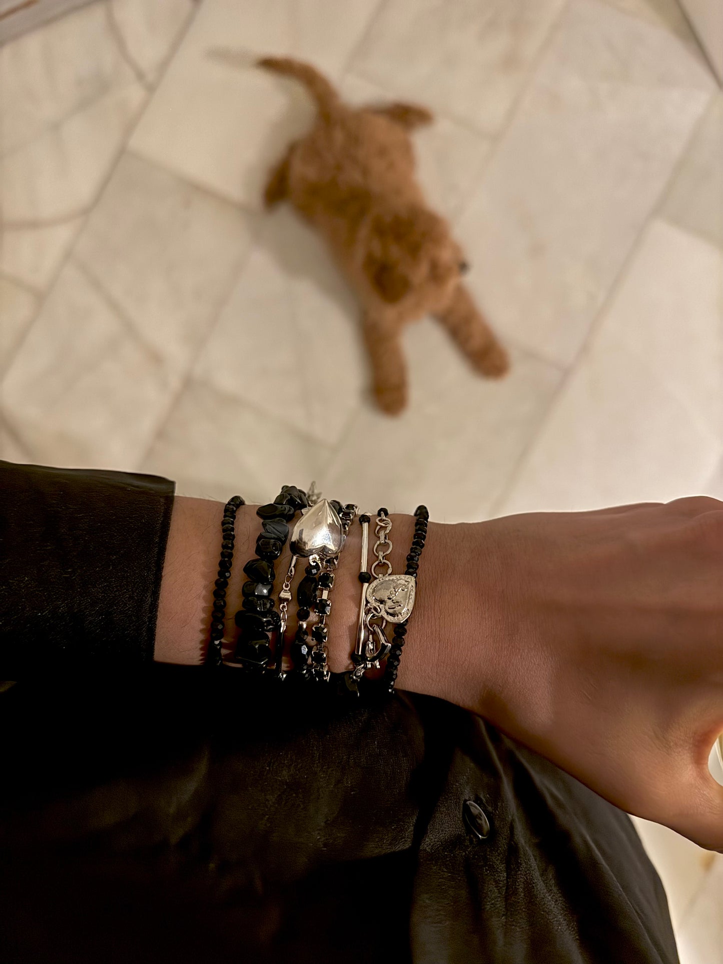 Global Wrap Bracelet- Black with Swarovski crystals