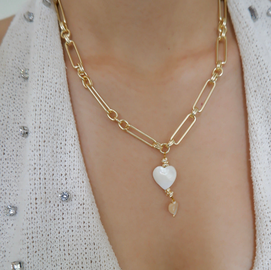 White Stack Necklace - 5 Chains