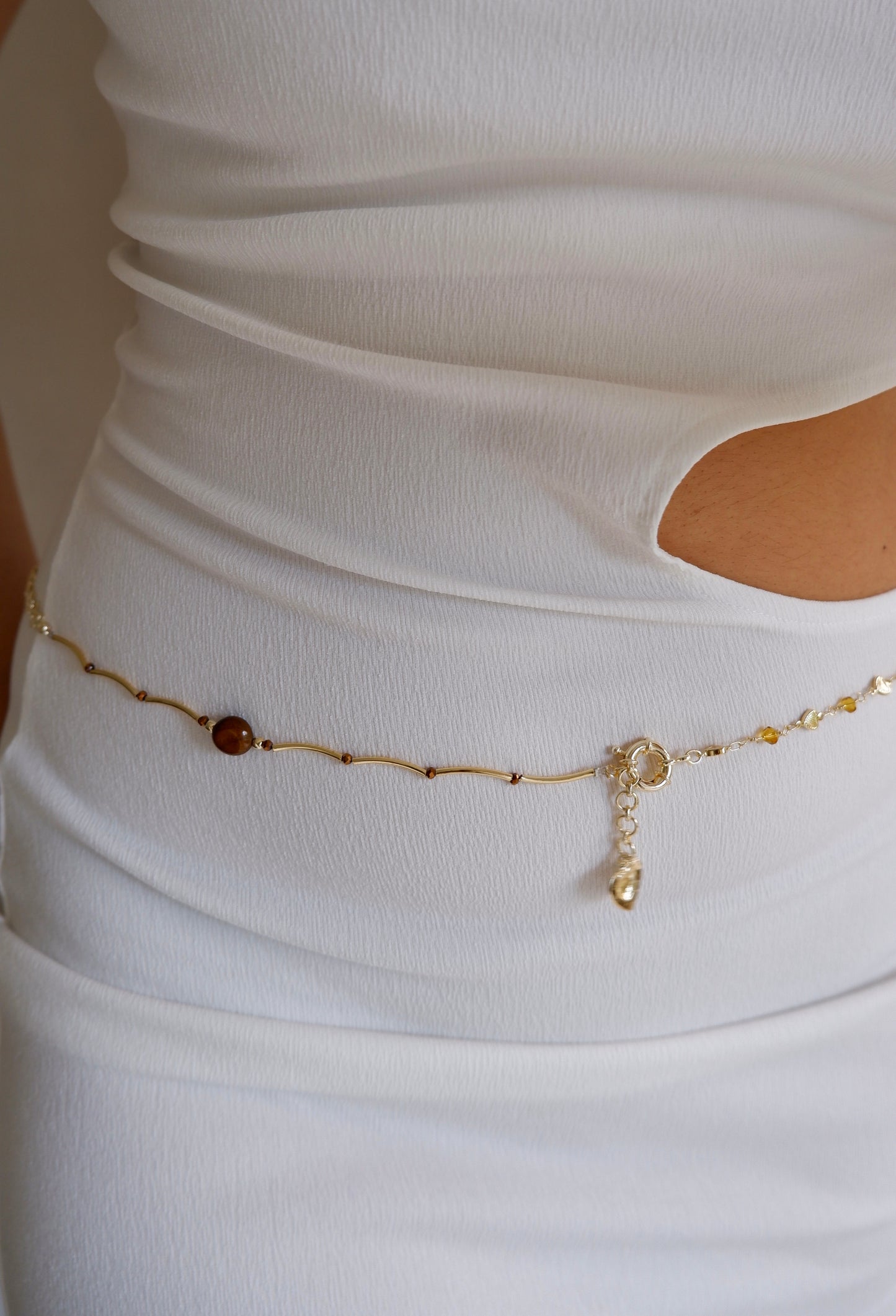 GWB Brown - Shells & Swarovski Chain Bracelet Stack