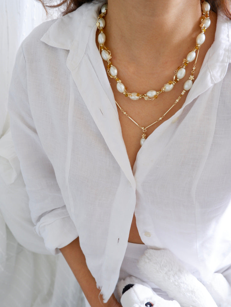 Pearl Blossom Layered Necklace