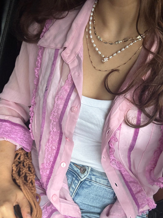 Honey Pearl Bloom Layered Necklace