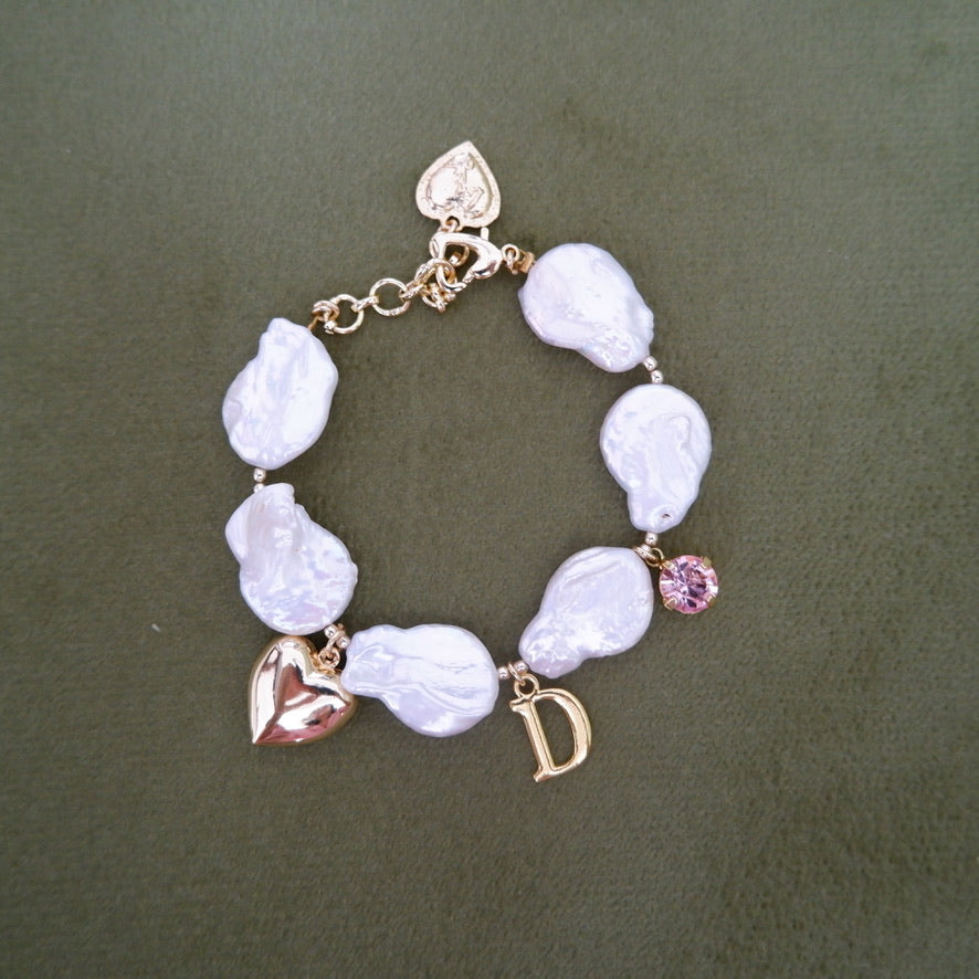Personalised Pearl Initial Charm Bracelet