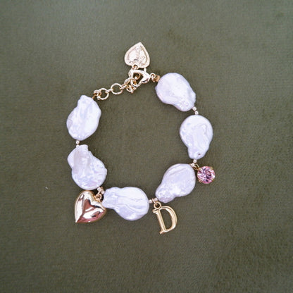 Personalised Pearl Initial Charm Bracelet