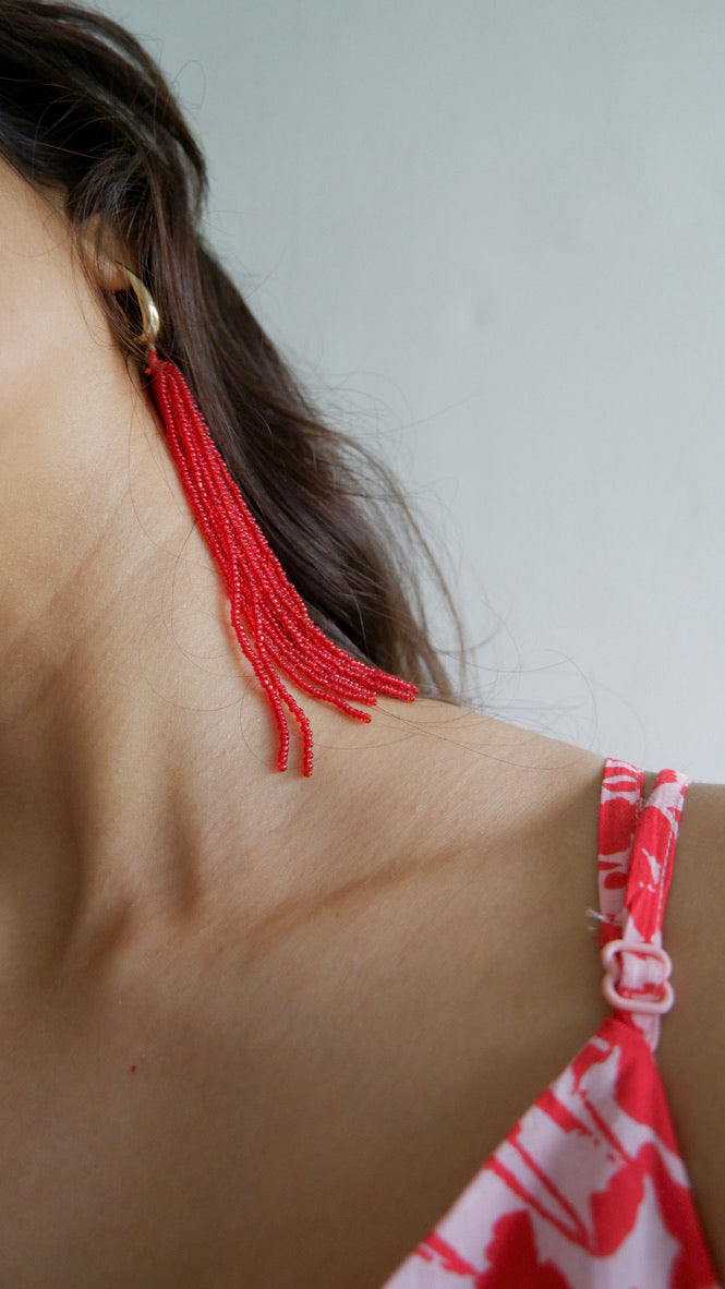 Red Chandelier Earrings