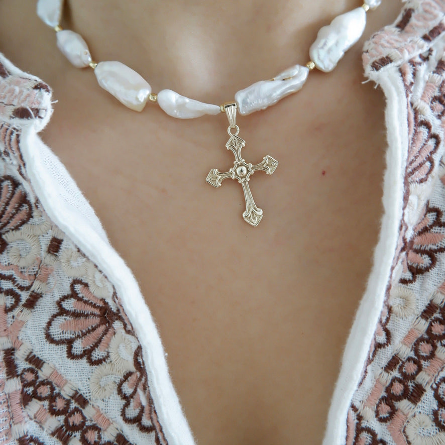 Baroque Benediction Necklace - Mother of Pearl