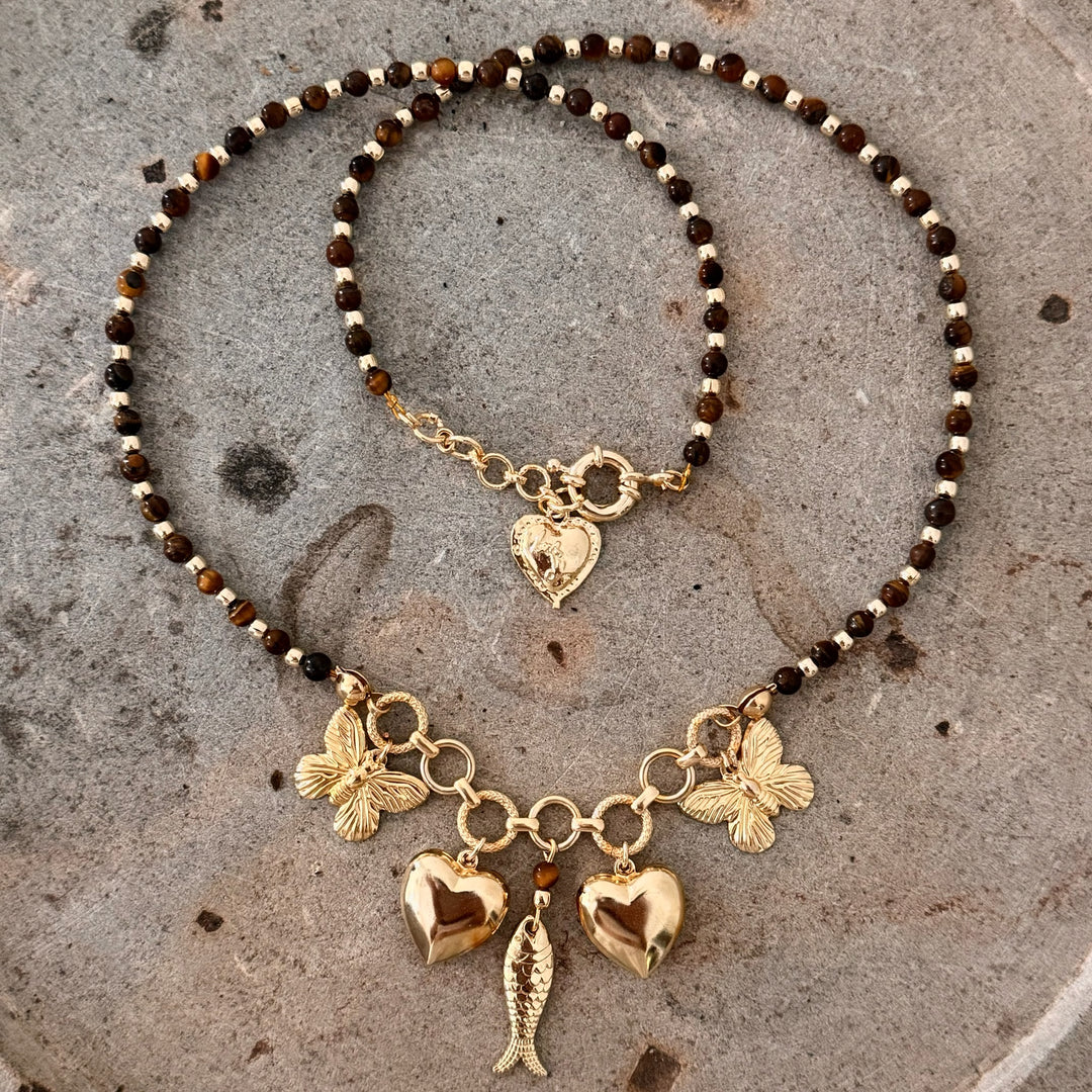 Tiger Eye Charm Necklace