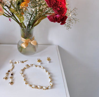 Pearl Blossom Layered Necklace Set