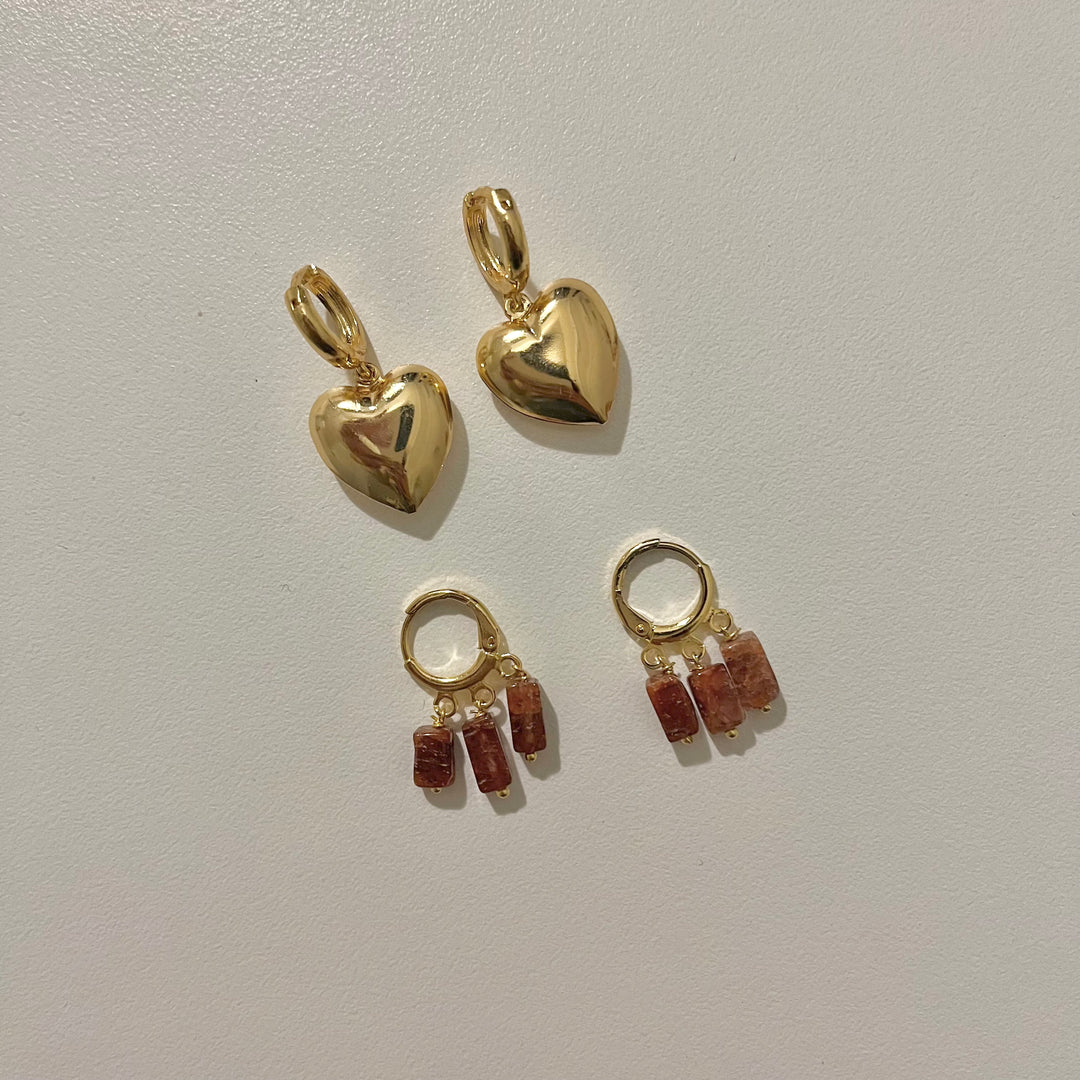 Golden Heartlock Hoops- Set of 2