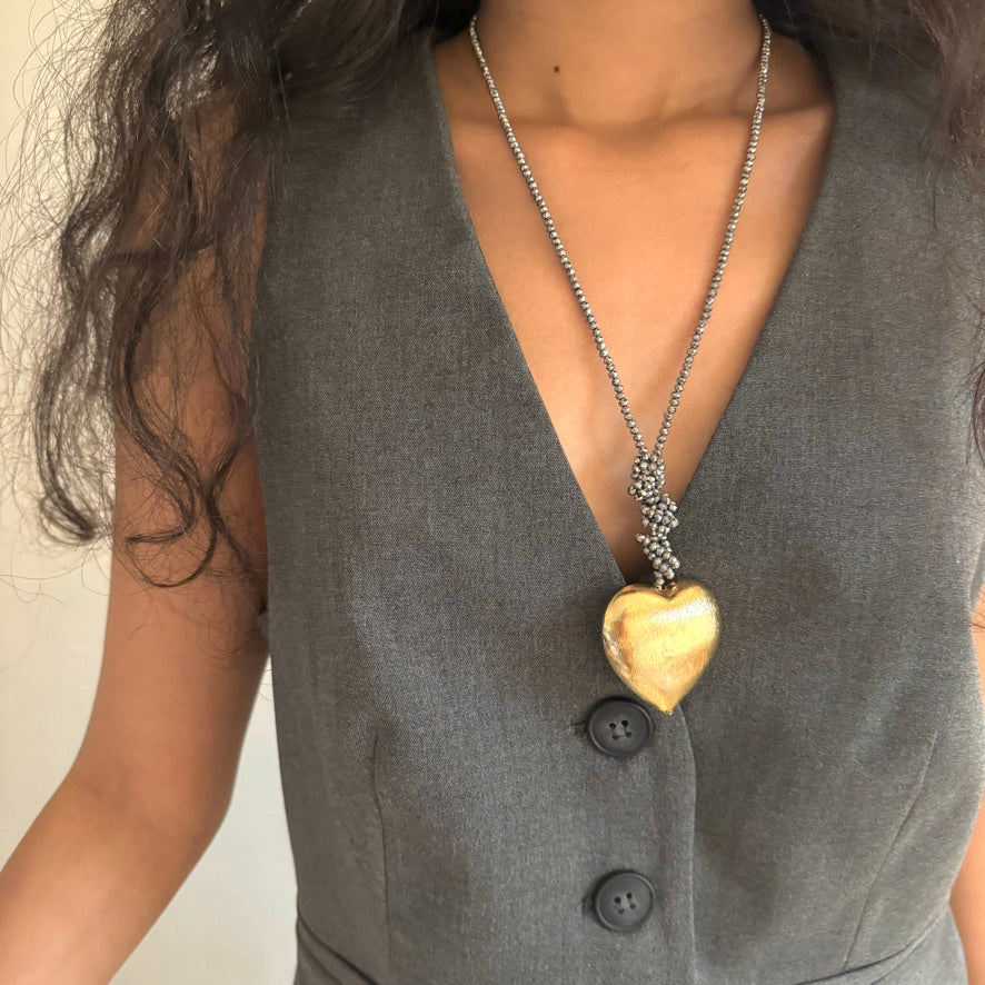 Heart Medallion -Rock Silver