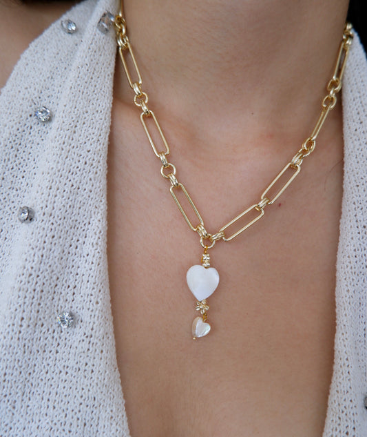 Double Heart Link Necklace