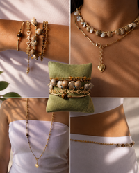 GWB Brown - Shells & Swarovski Chain Bracelet Stack