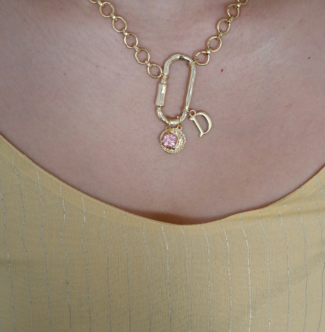 Initial Coin Charm Necklace