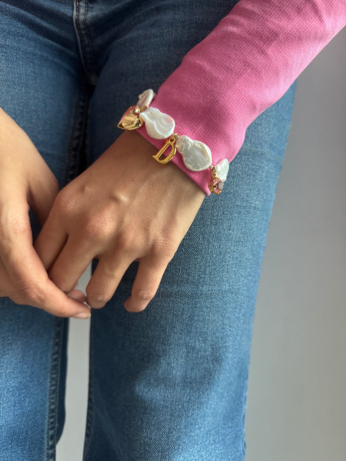 Personalised Pearl Initial Charm Bracelet