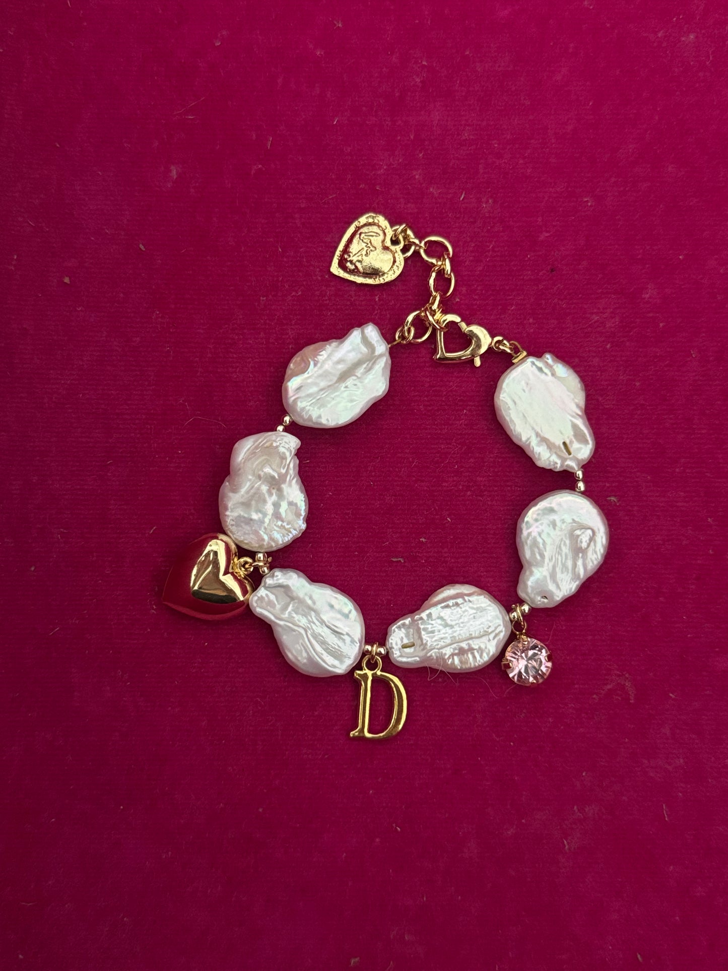 Personalised Pearl Initial Charm Bracelet