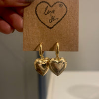 Golden Heartlock Hoops- Set of 2