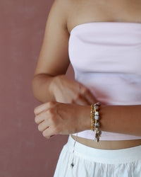 GWB Brown - Shells & Swarovski Chain Bracelet Stack